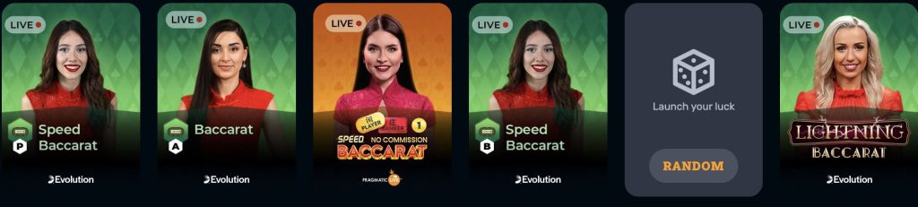 Baccarat games at Rocket Play Casino